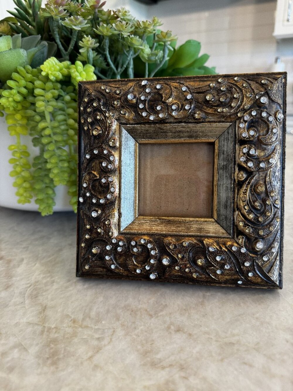 Picture Frames Brown Gold Bedazzled 6.5" X 6.5"